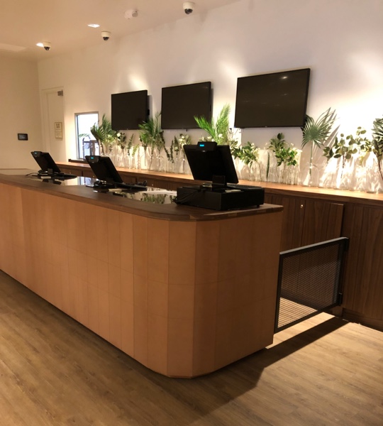 The Botanist Canton location's cashier counter