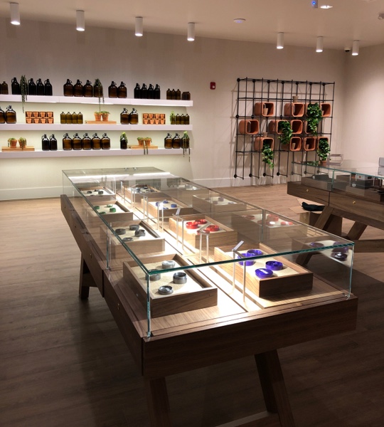 The Botanist Canton location's display showcase